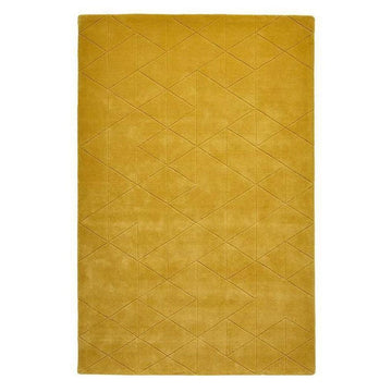 Kasbah KB2025 Modern Plain Geometric Hand-Carved Block Lines Wool Ochre Rug-Think Rugs-Rug Love - The Most Loved Rug Store